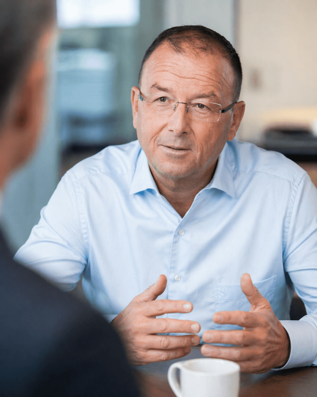 Marco Quinter im Sparring-Gespräch mit einem Geschäftsführer